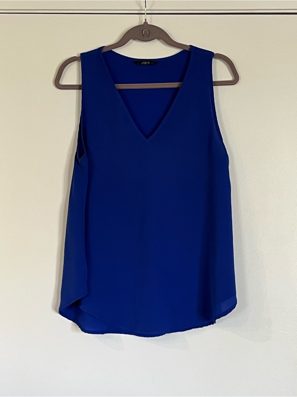 SHEIN Royal Blue V-Neck Sleeveless Blouse